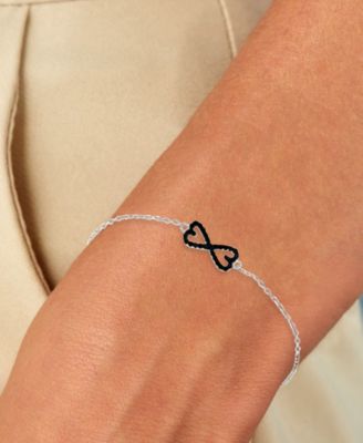 Black Spinel Bow Tie Bolo Bracelet (1/5 ct. t.w.) in Sterling Silver