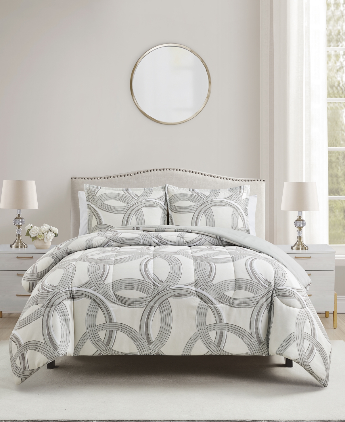 Shop Sunham Rings 3-pc. Comforter Set, Created For Macy's In Black