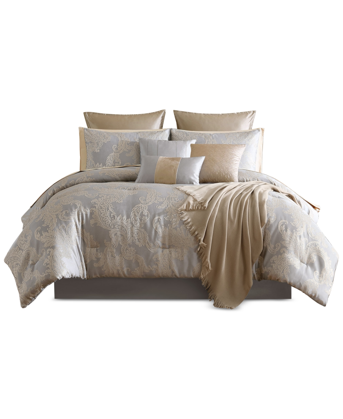 Shop Hallmart Collectibles Olivia 14-pc Comforter Set, Queen, Created For Macy's In Silver