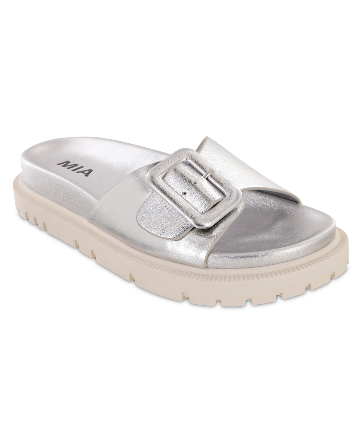 Shop Mia Women's Gya Slip-on Flat Sandals In Silver