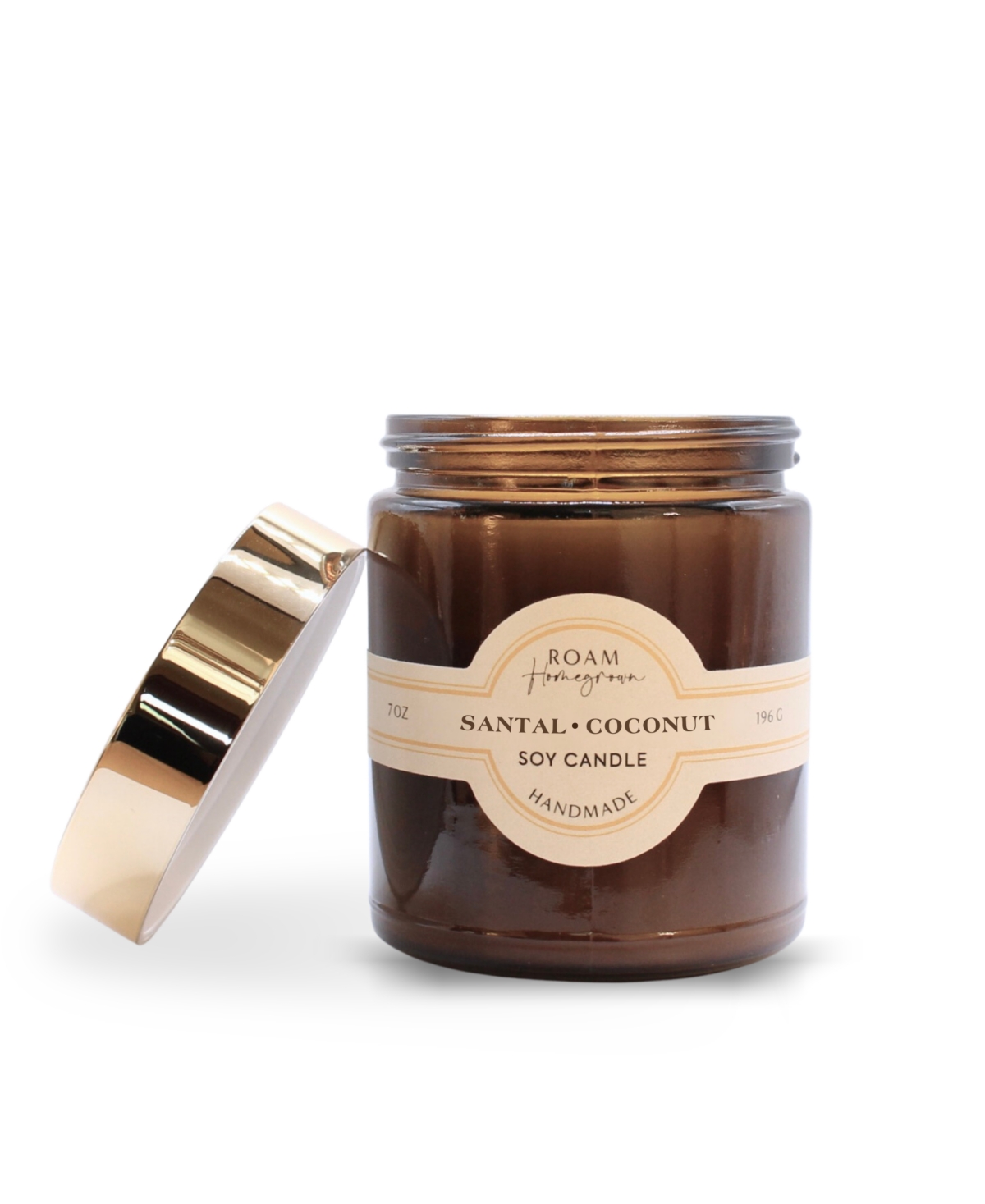 Santal Coconut Candle, 7 oz - Amber Gold