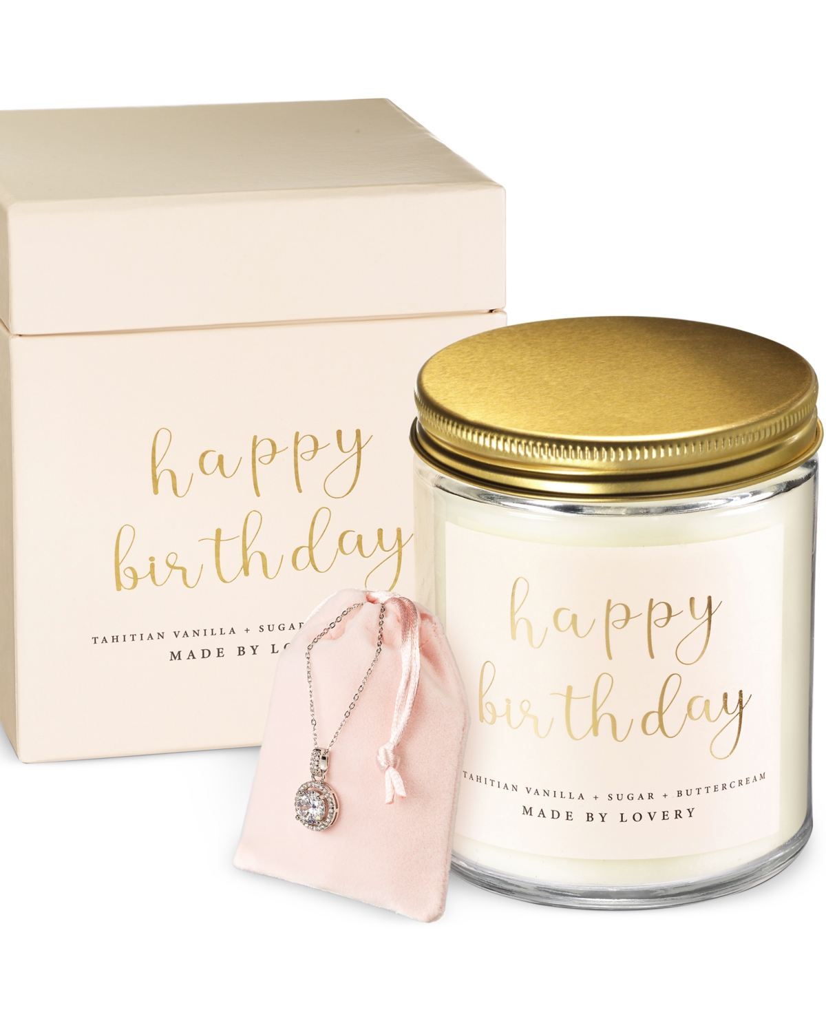 3-Pc. Happy Birthday Soy Candle & Halo Necklace Gift Set