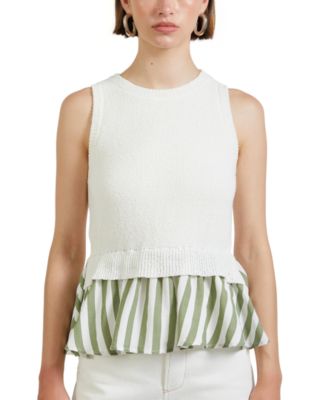 En Saison - Women's CeCe Sleeveless Mixed Media Top