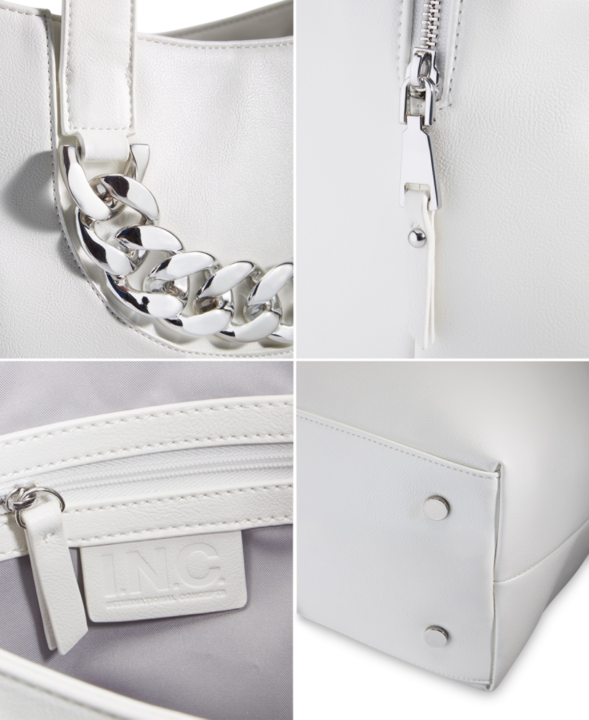 I.n.c. International Concepts Trippii Chain Medium Tote, Created for Macy's -Silver