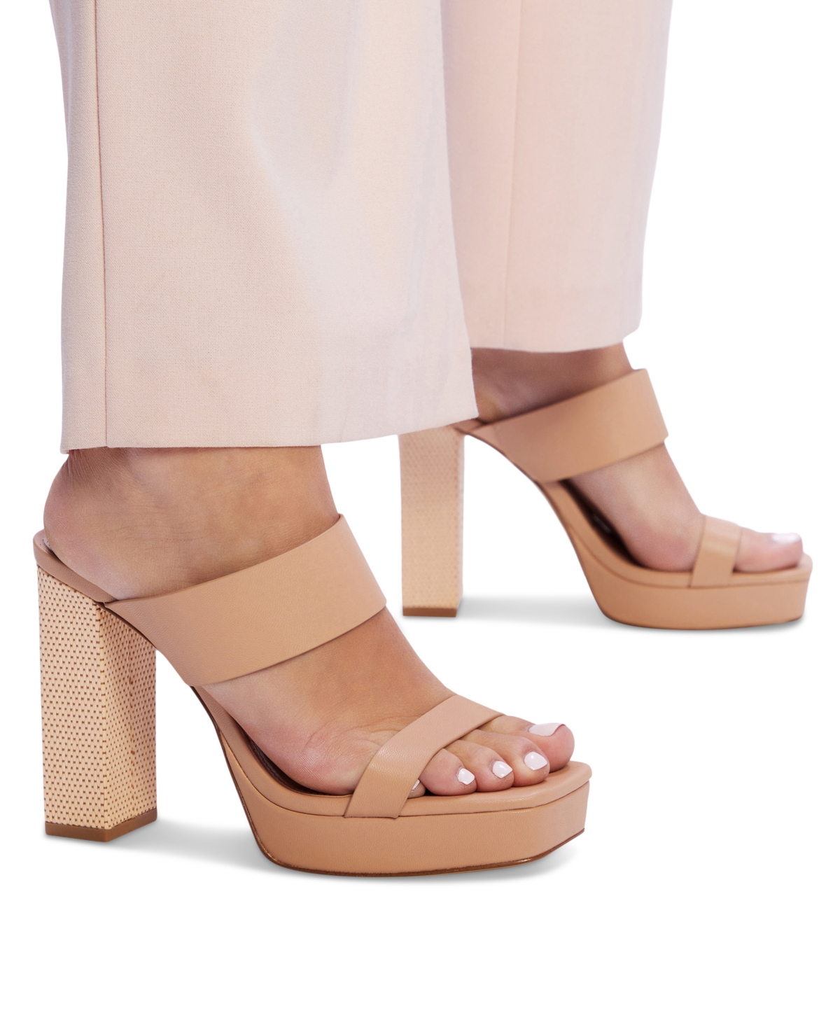 Shop Aldo Women's Audreena Double Band Slip-on Platform Dress Sandals In Medium Beige Smooth