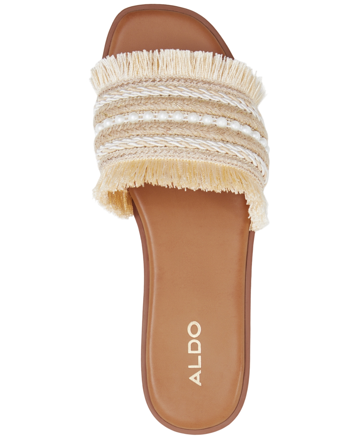 Shop Aldo Women's Fringy Slide Flat Sandals In Natural Woven