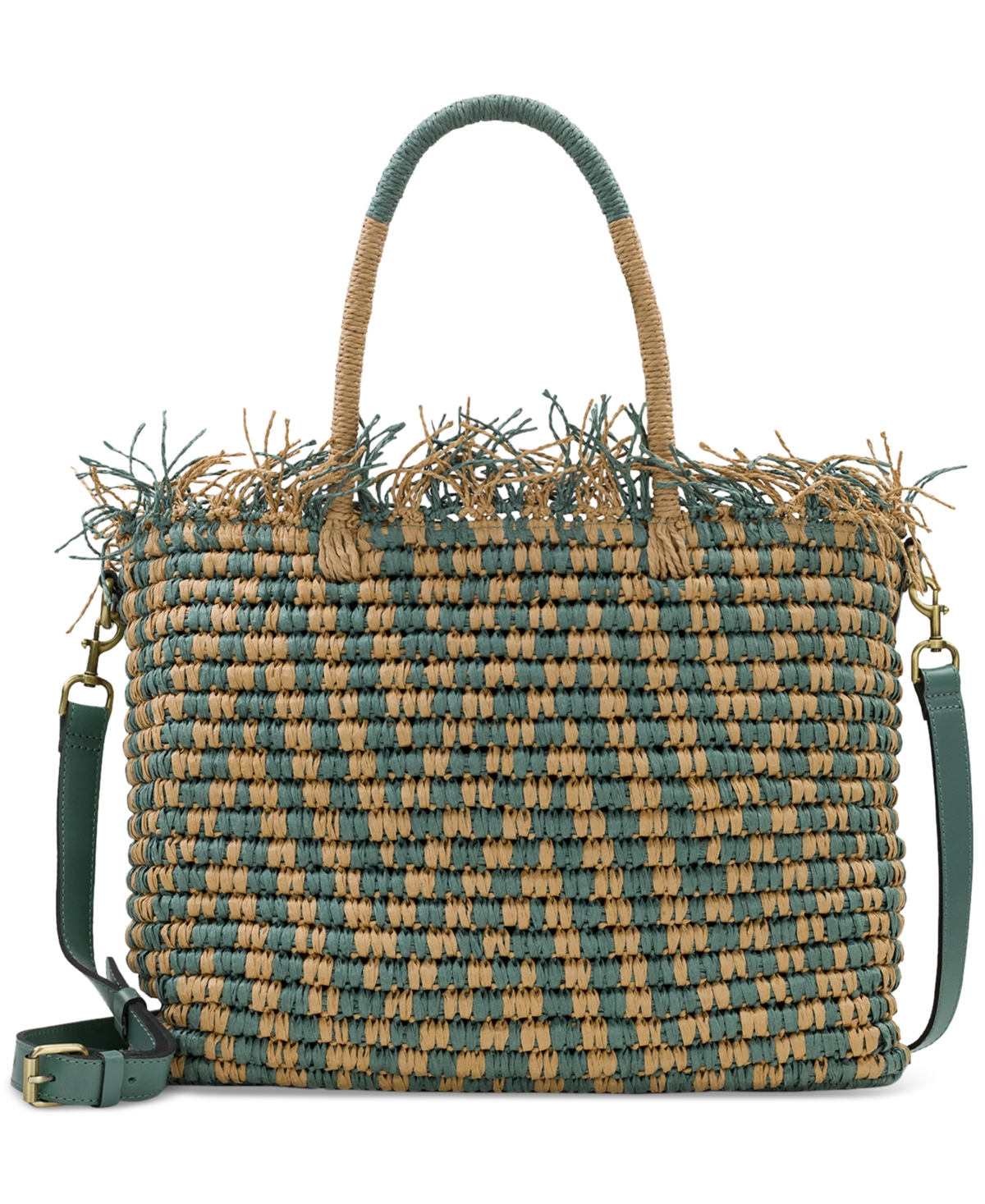 Patricia Nash Villora Medium Straw Top Handle Bag In Sage