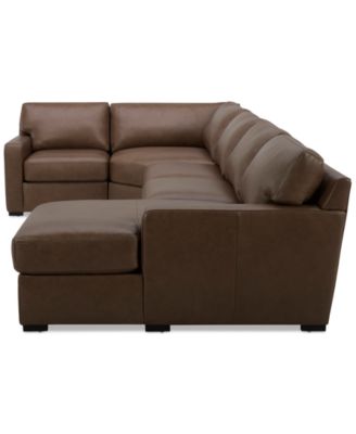 Radley 148" 4-Pc. Leather Wedge Modular Chaise Sectional, Created for Macy's