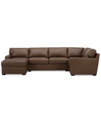 Radley 136" 4-Pc. Leather Square Corner Modular Chaise Sectional, Created for Macy's