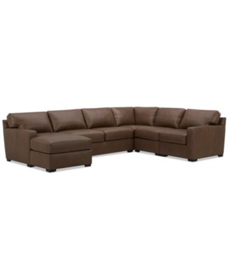 Furniture - Radley 5-Pc. Leather Square Corner 135" x 148" Modular Chase Sectional