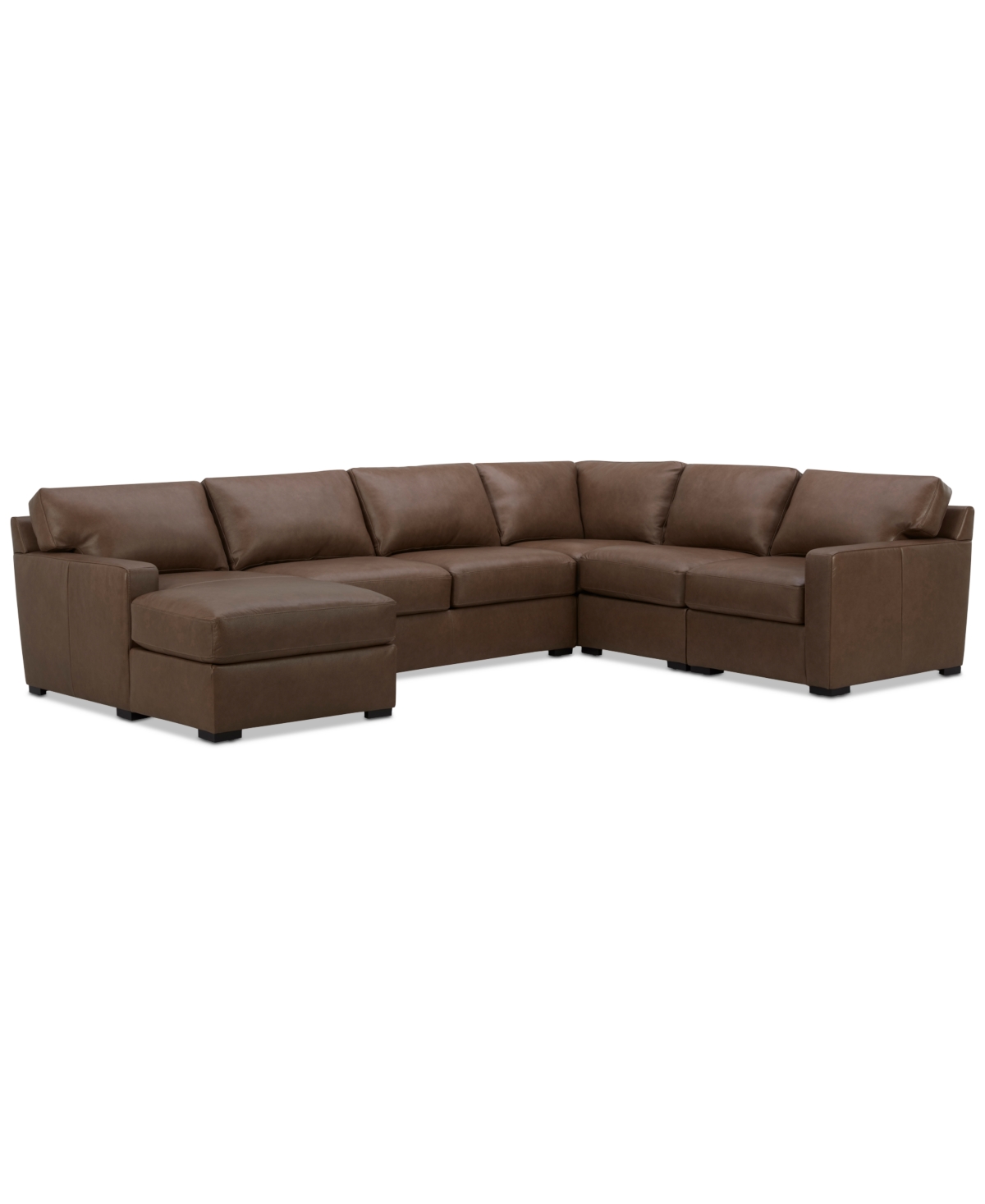 Shop Macy's Radley 136" 5-pc. Leather Square Corner Modular Chase Sectional, Created For  In Chesnut