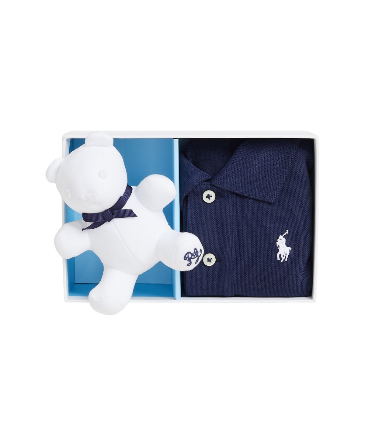 Polo Ralph Lauren Baby Boys Cotton Mesh Polo Shirt And Bear Gift Box Set In Refined Navy