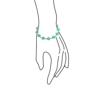 Created Synthetic Opal Inlay Green Shamrock Irish Lucky Clover Leaf Heart Shaped Link Charm Bracelet Sterling Silver