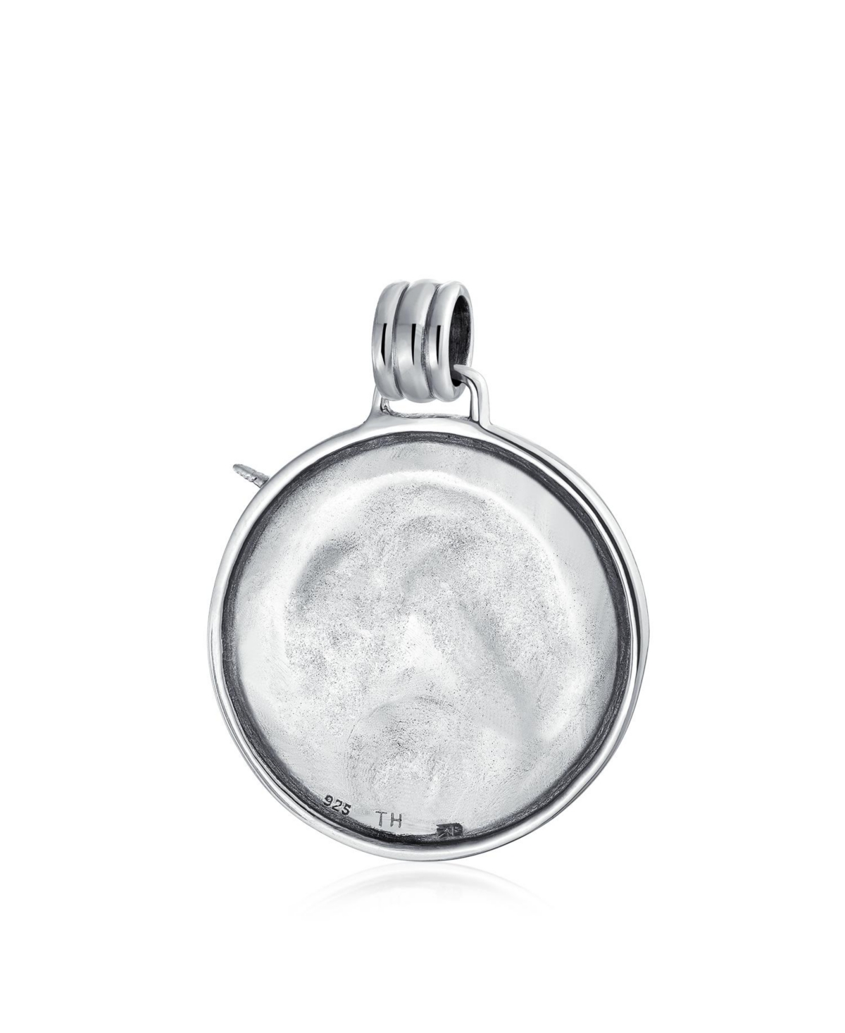 Bling Jewelry Large Round Statement Pegasus Medallion CelestialMythical Unicorn Pendant Necklace For Women Oxidized Sterling Silver - Blue