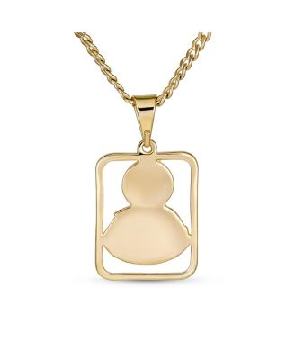 Religious Metal Portrait Medallion Face of Jesus Christ Head Necklace Pendant Yellow Gold Plated