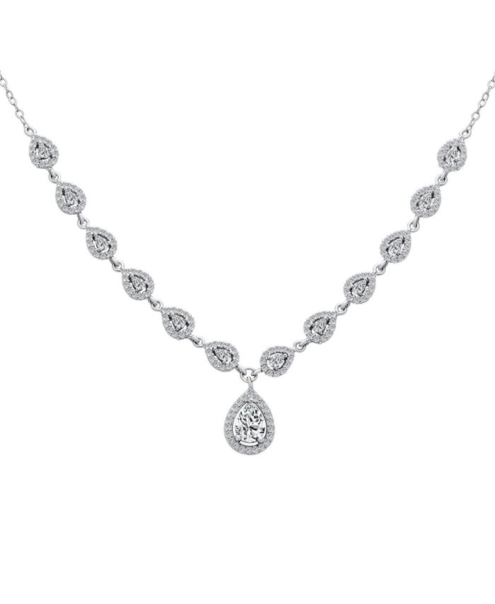 Bling Jewelry Classic Dainty Delicate Teardrop Halo Cubic Zirconia CZ V