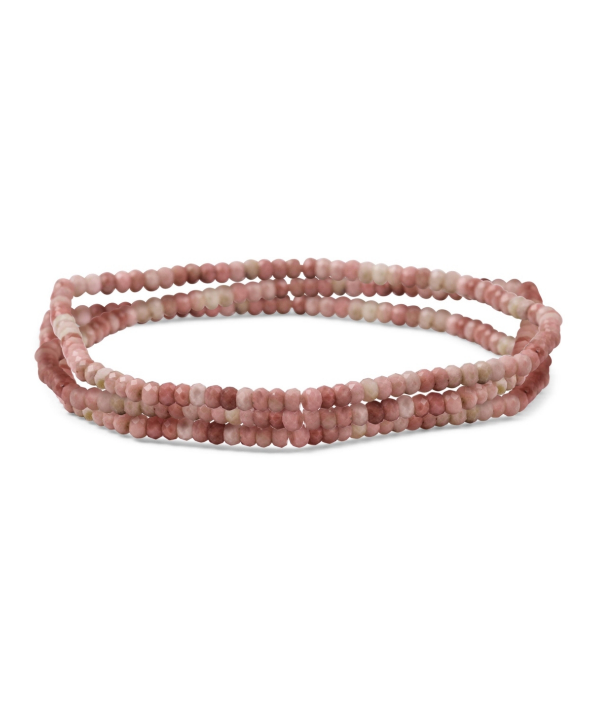 Dainty Petite Seed Caviar Bead Stacking Round Faceted Genuine Natural Gemstone Rose Pink Rhodonite Ball Stackable Strand Stretch Bracele