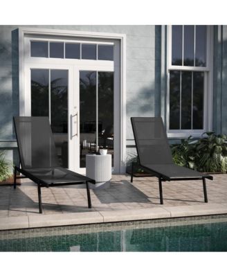 Braelin Set Of 2 Textilene Adjustable 5 Position Patio Chaise Lounge And Metal Frame Chair