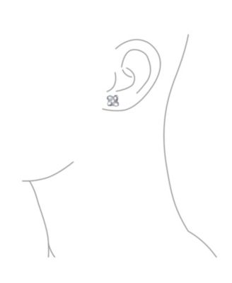 Modern Simple Geometric Square Open Basket Weave Stud Earrings Plain Sterling Silver