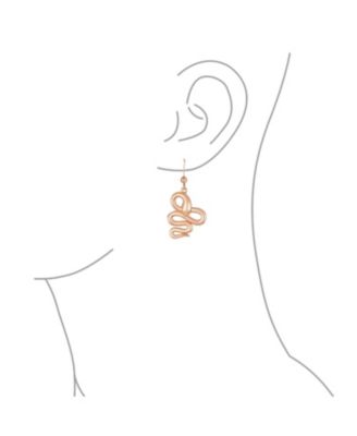 Garden Animal Pet Reptile Egyptian Serpent Simple Snake Dangling Earrings Fish Hook Wire Rose Plated Sterling Silver
