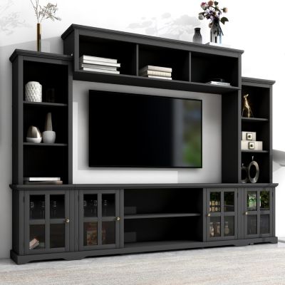Minimalist TV Stand with Glass Door, for TVs up to 70"