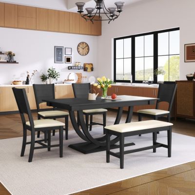 Streamdale 6-Piece Modern Dining Set with Long Bench