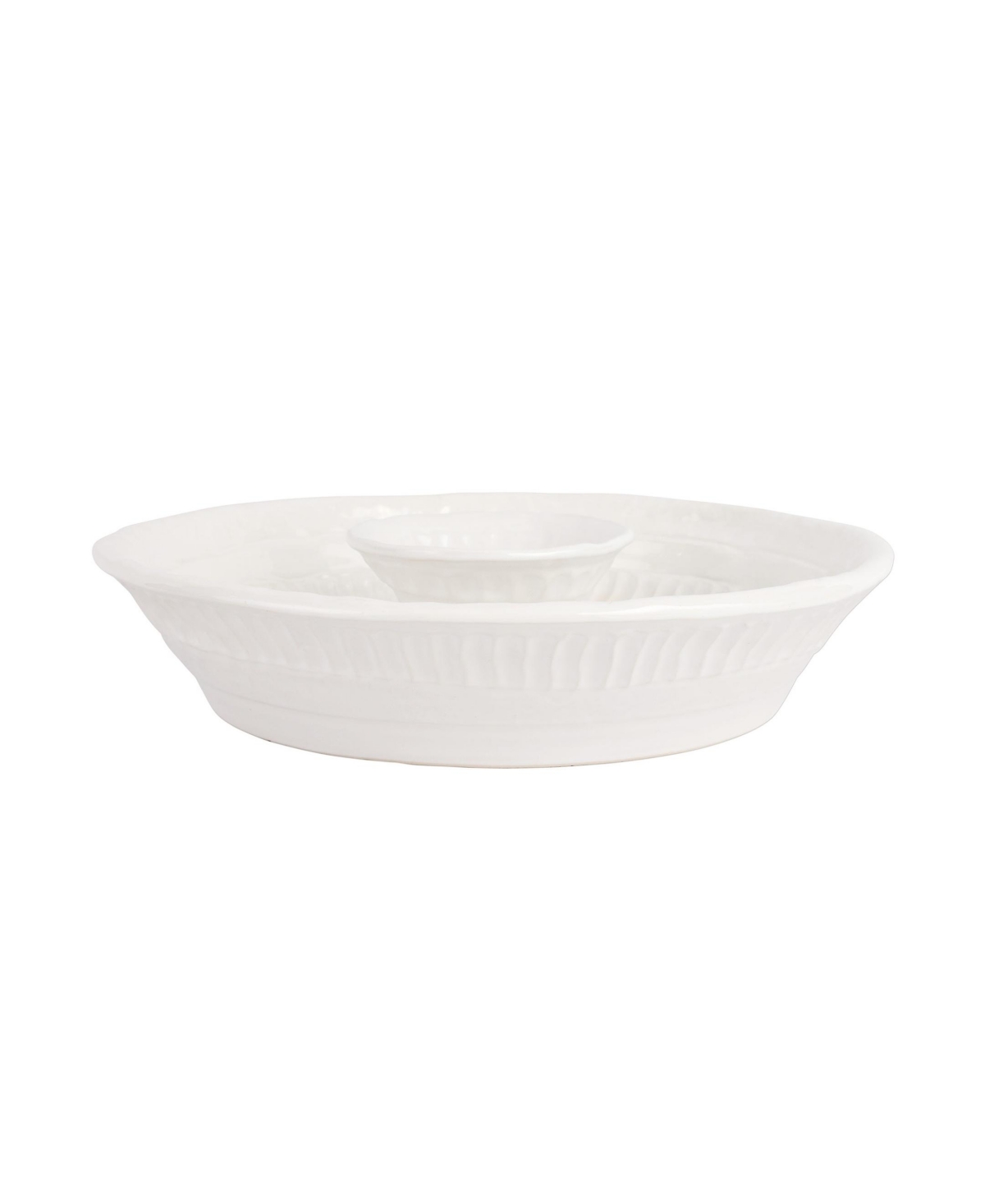 Vietri Pietra Serena Large Chip And Dip In White