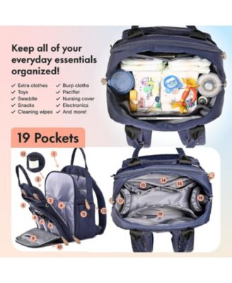 Diaper Bag Backpack with Portable Changing Pad, Pacifier Case and Stroller Straps