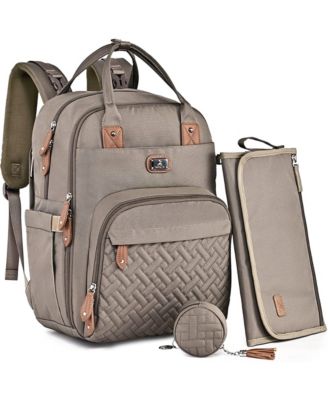 Dikaslon Diaper Bag Backpack with Portable Changing Pad, Pacifier Case and Stroller Straps - Khaki