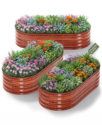 4x2x1Ft 3-Piece Raised Garden Bed Outdoor Metal Garden Bed for Vegetables Flowers and Herbs Planter Box