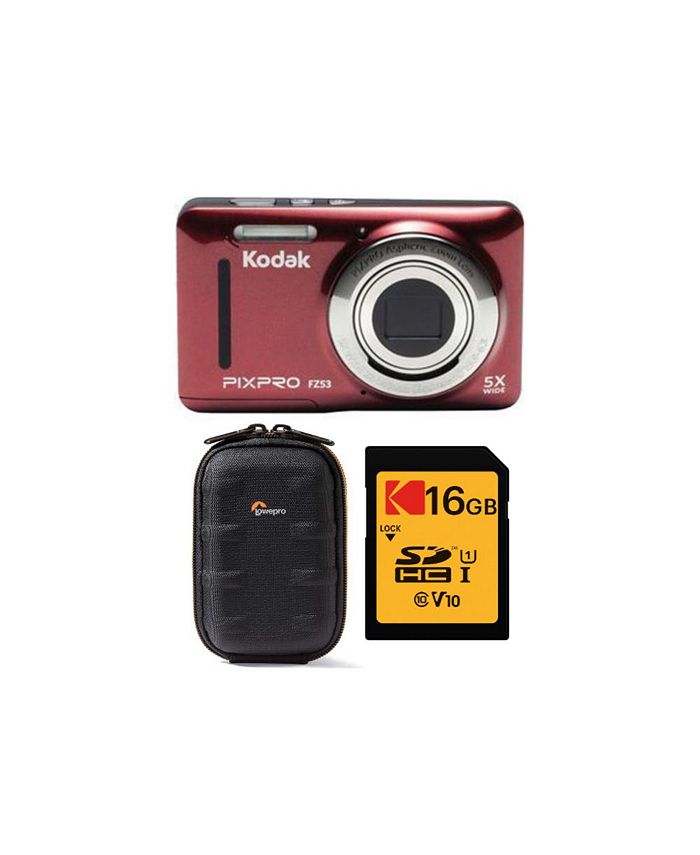 Kodak PIXPRO Friendly Zoom FZ53 Digital Camera (Red) with Case and