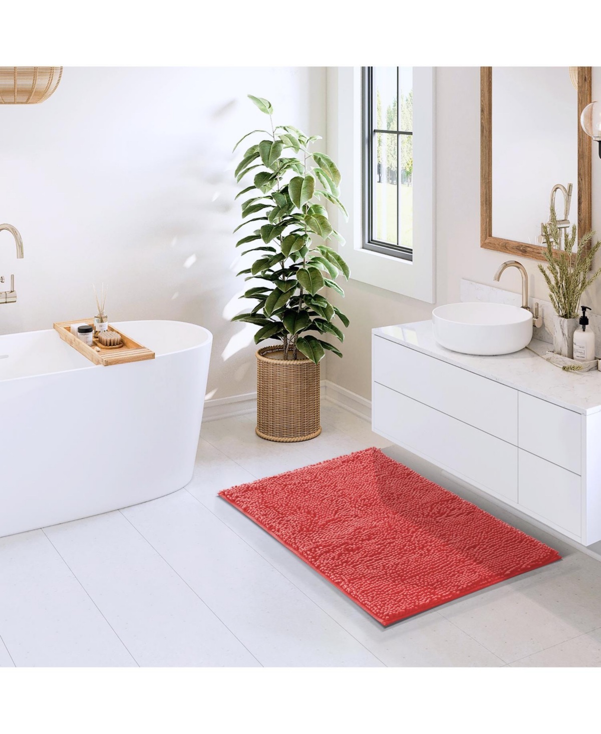 Hearth & Harbor Ultra Soft Non-Slip Chenille Bath Rug - Quick Dry, Machine Washable - 20”x32”