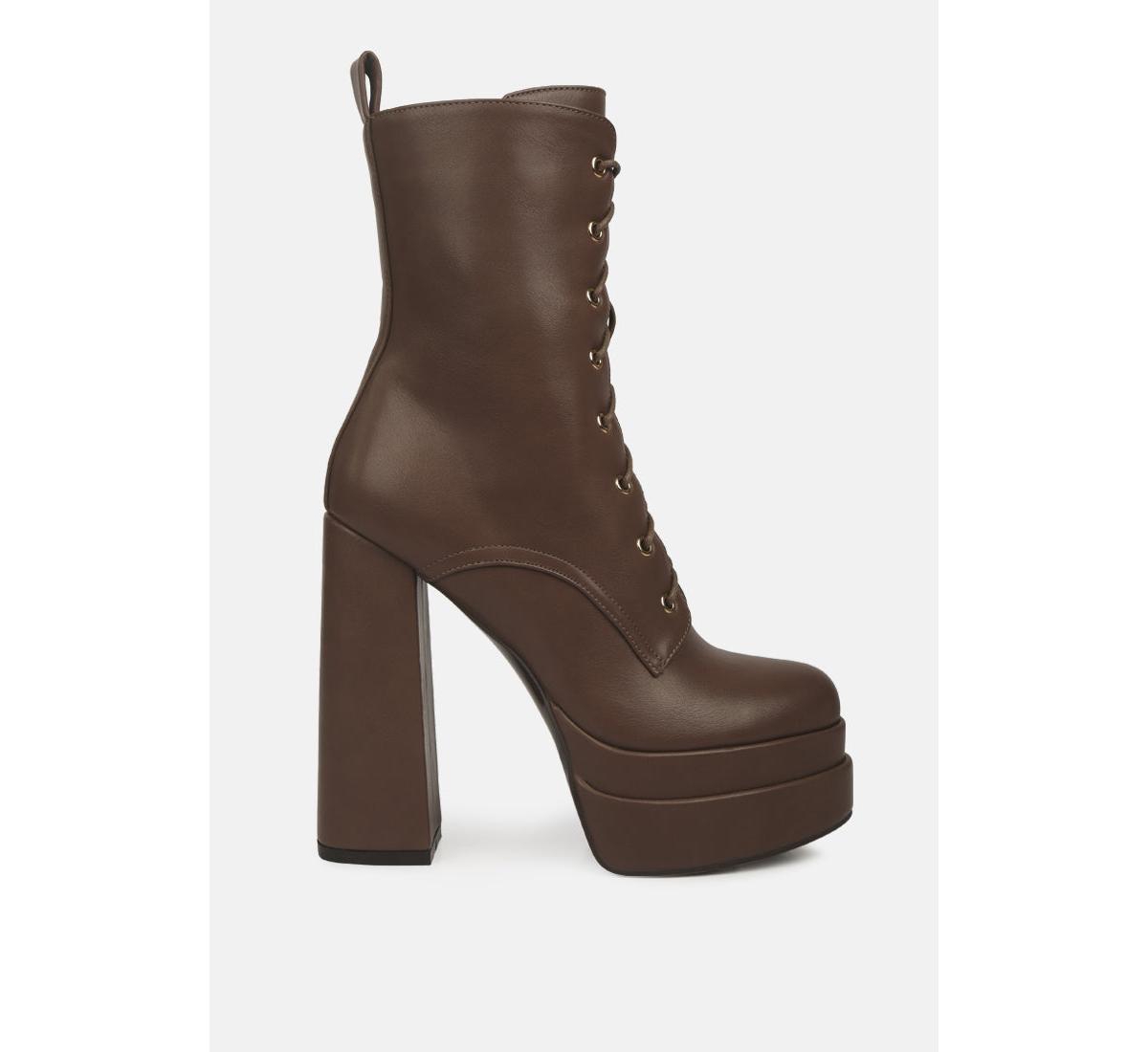 meows faux leather high heel platform ankle boots