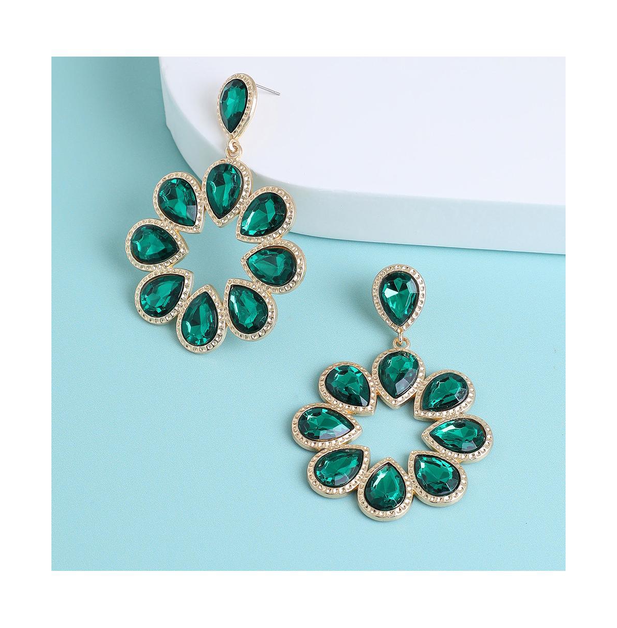 Shop Sohi Women's Flower Drop Earrings In Green