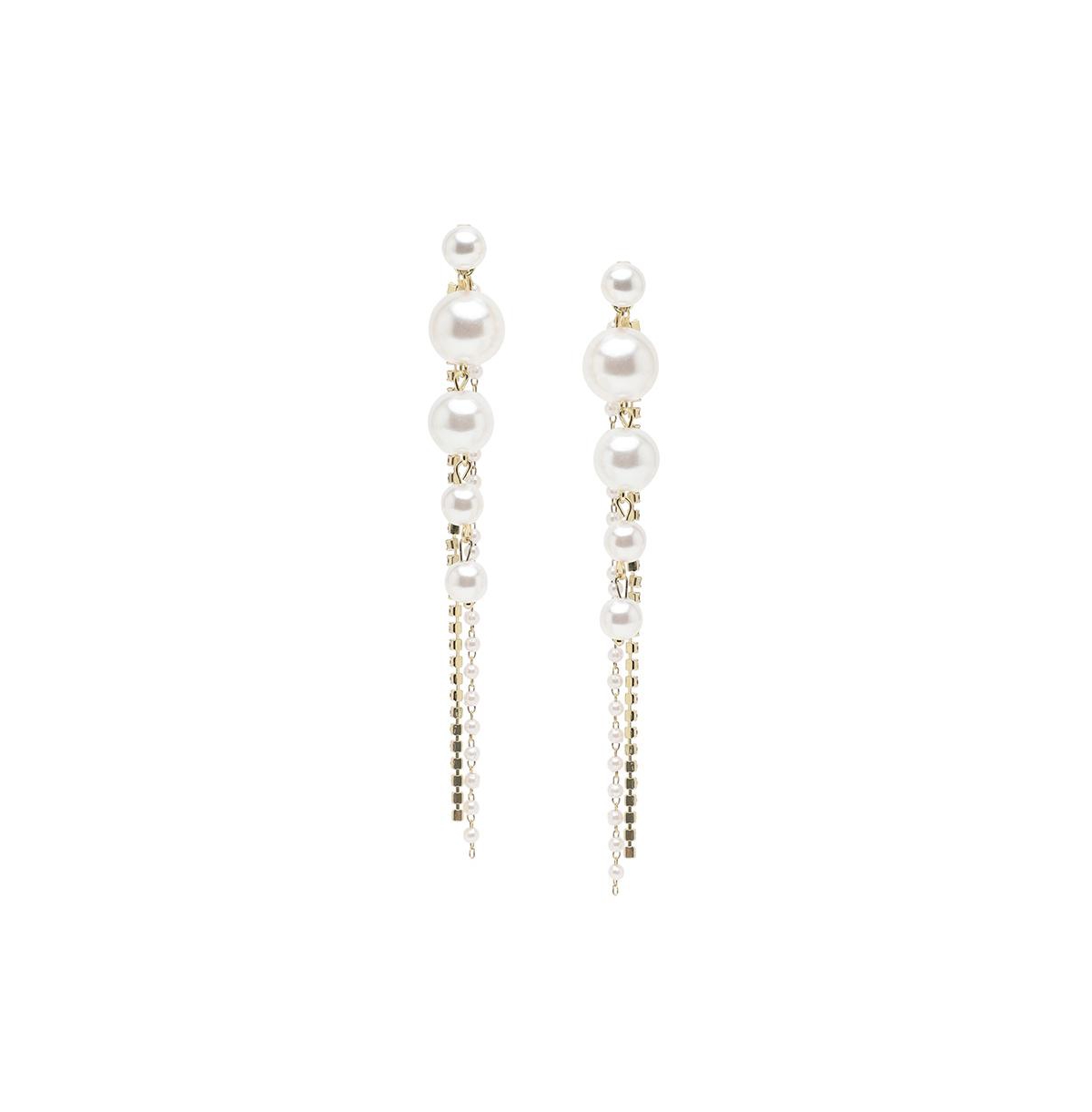 Sohi Women's Sleek Drop Earrings In White