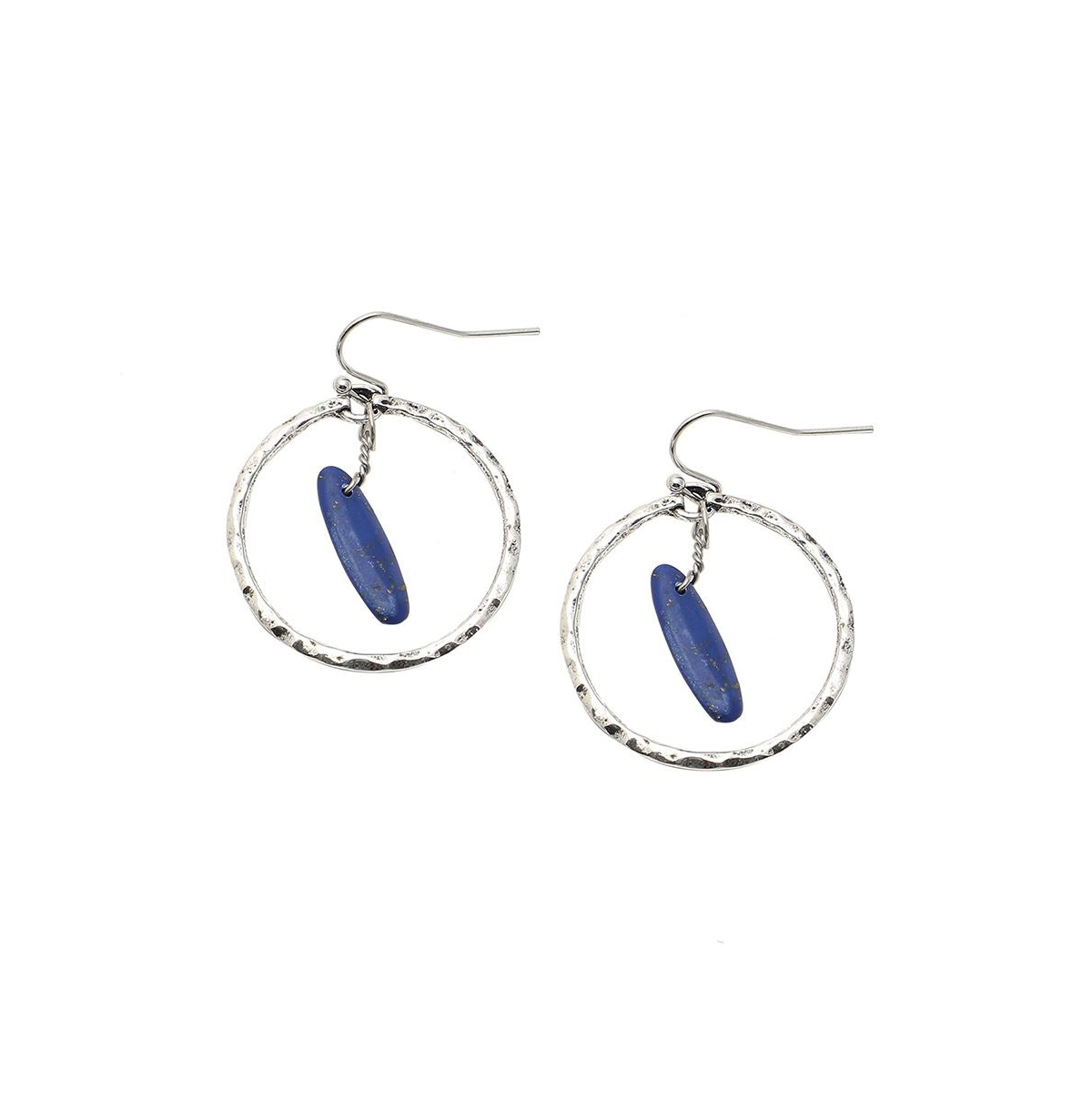 Sohi Women's Silver Circular Drop Earrings In Blue