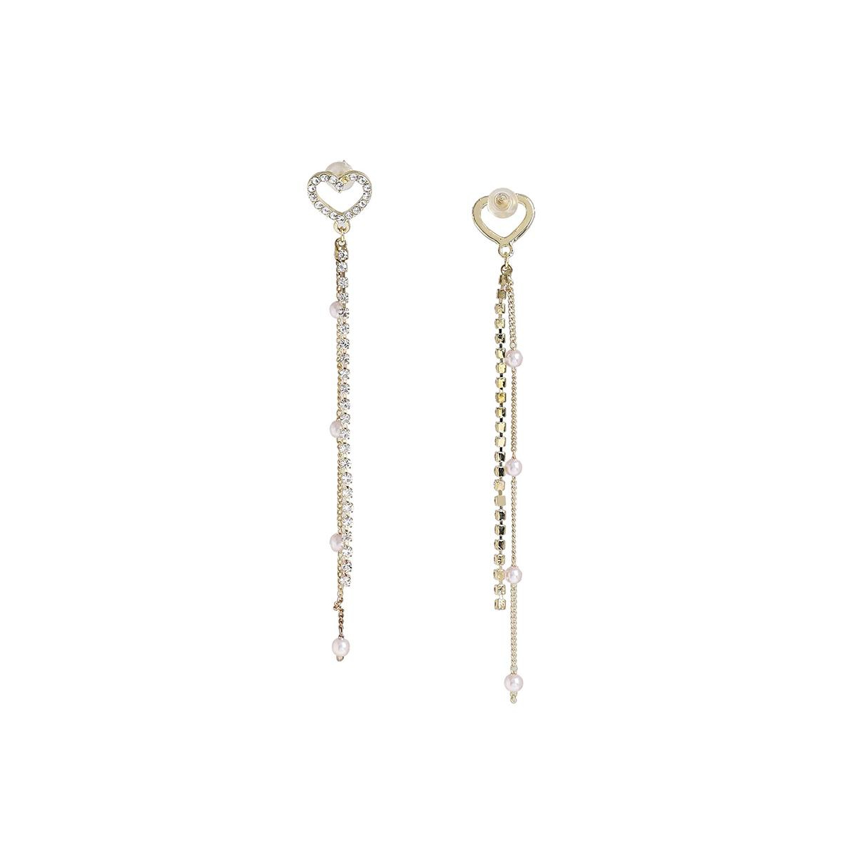 Sohi Women's Sleek Drop Earrings In Silver