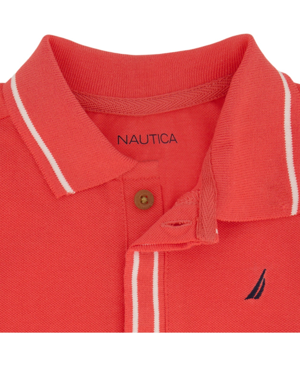 Shop Nautica Little Boys Tipped Pique Polo Shirt And Prewashed Twill Shorts, 2 Pc Set In Khaki
