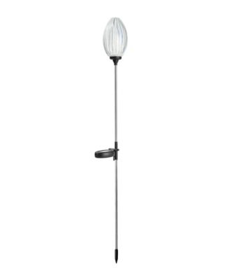 36" H Set of 3 Solar Powered Stake Oval Flower Light with Stainless Steel Pole