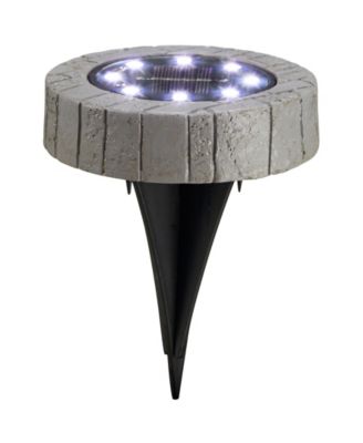 5.25" H Set of 4 Resin Solar Powered Disk Light or Outdoor Pathway Light or Ground Light