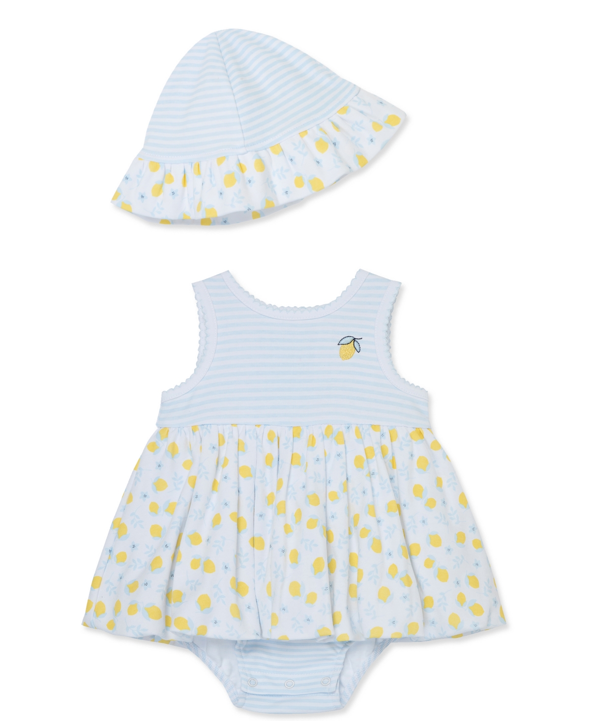Shop Little Me Baby Girls Lemons Popover With Hat In Blue