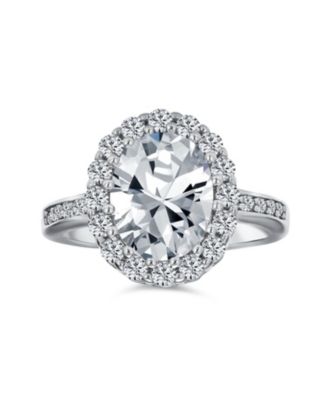  4CTW Cubic Zirconia Oval Pave CZ Halo Promise Ring Gold Plated .925 Sterling Silver