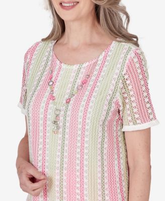 Women's Miami Beach Vertical Striped Top with Necklace