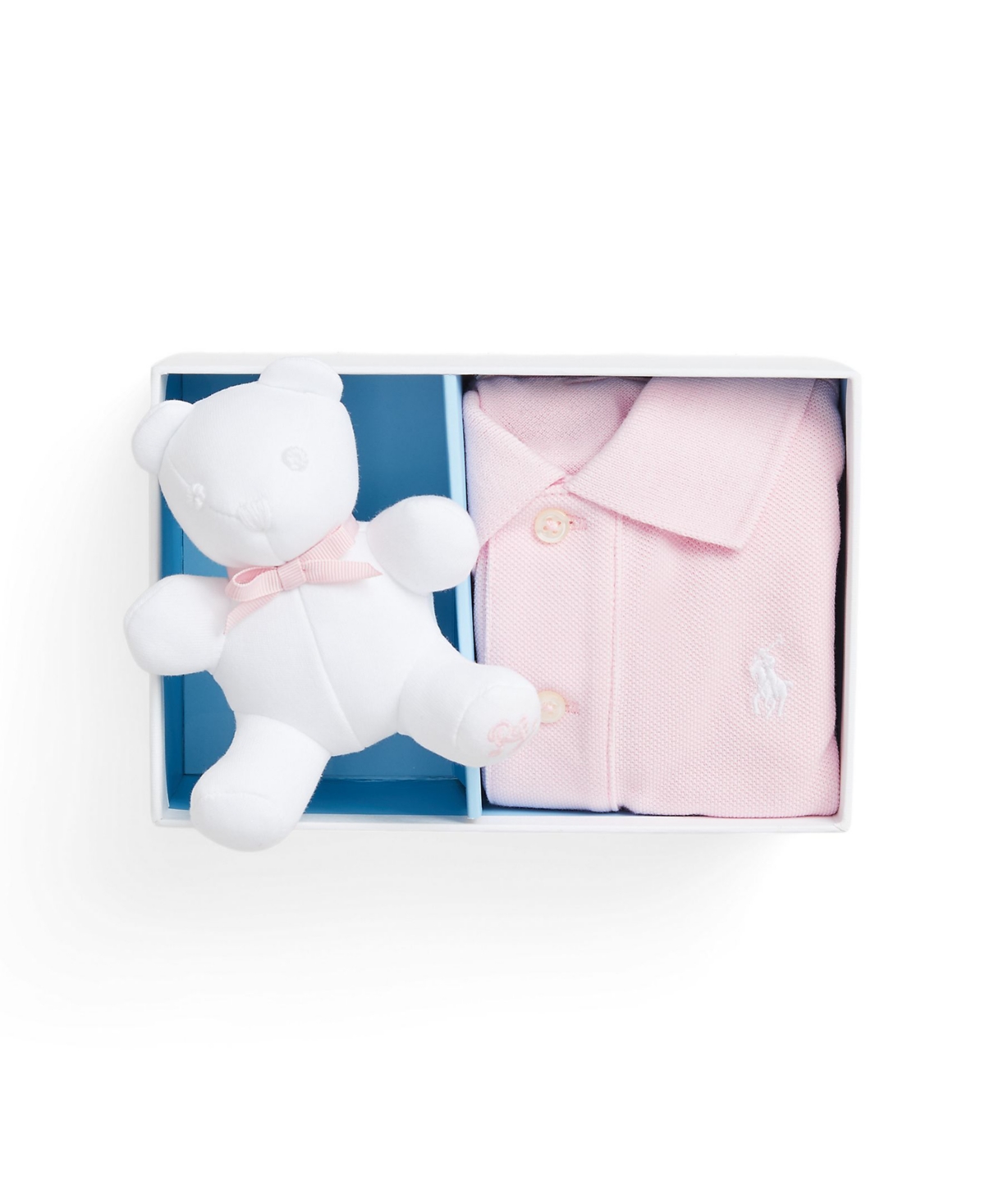 Polo Ralph Lauren Baby Boys Cotton Mesh Polo Shirt And Bear Gift Box Set In Hint Of Pink