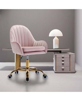 Velvet Home Office Chair with Wheels and Side Arms