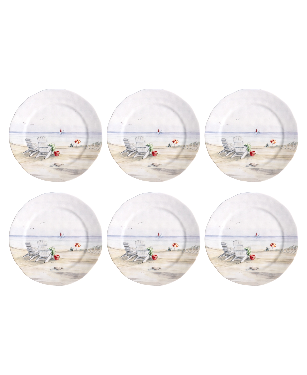 By the Shore 10.5" Dinner Plates, Set of 6, Service for 6 - White