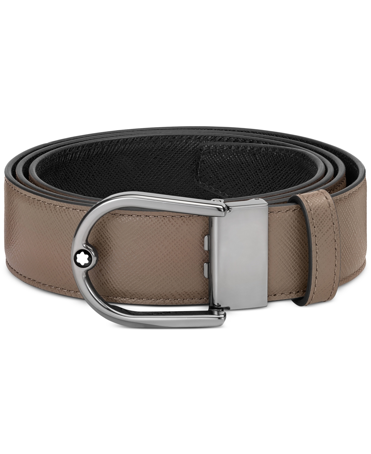 Men's Horseshoe Buckle Leather Belt - Brown