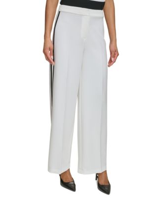 KARL LAGERFELD PARIS - Women's Side-Striped Wide-Leg Pants