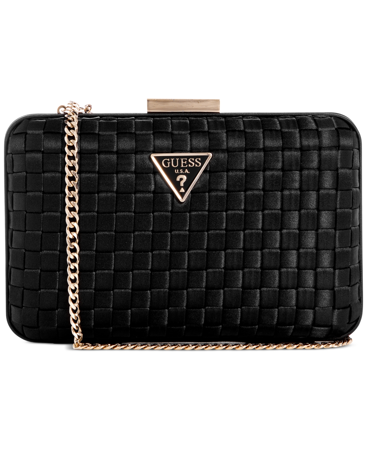 Guess Twiller Minaudiere Satin Small Crossbody In Black