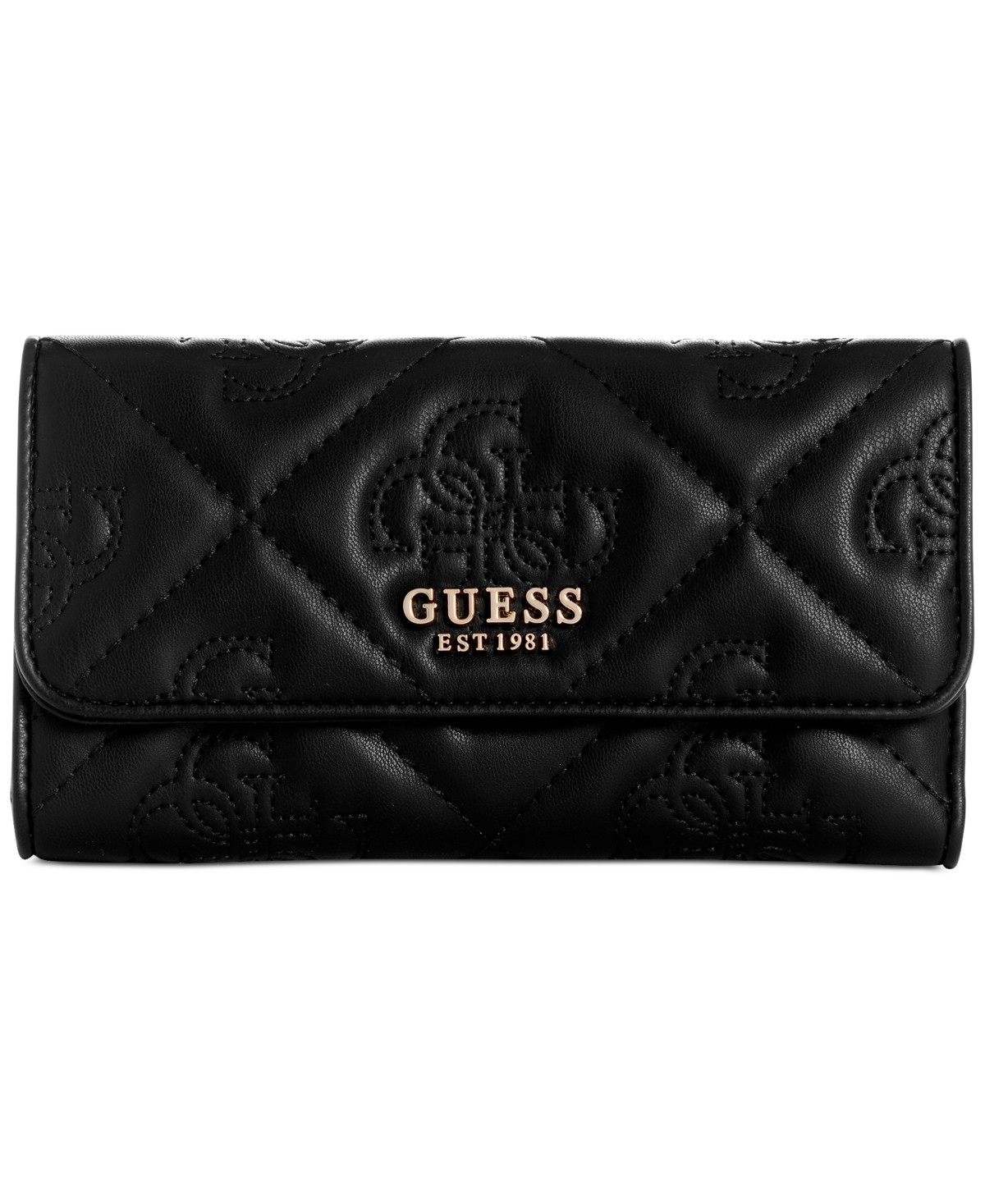 Guess Marieke Quilted Wallet In Black Logo